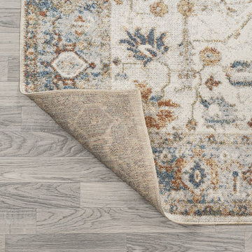 Hiero Persian Border Low-Pile Machine-Washable Area Rug